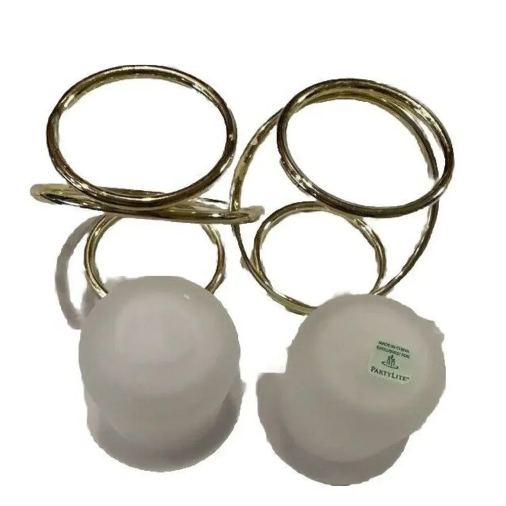 PartyLite Double Gold Tone Frosted Glass Votive Candle Holders Preowned - Picture 2 of 3